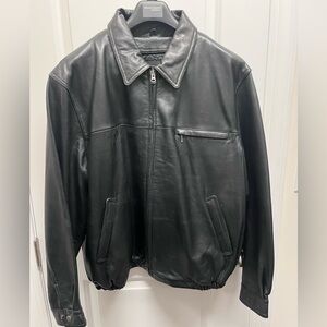 American Classics Men's Black Leather Quilt lined bomber Jacket XL